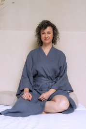 Kimono lniane Plantule długie (granatowe)