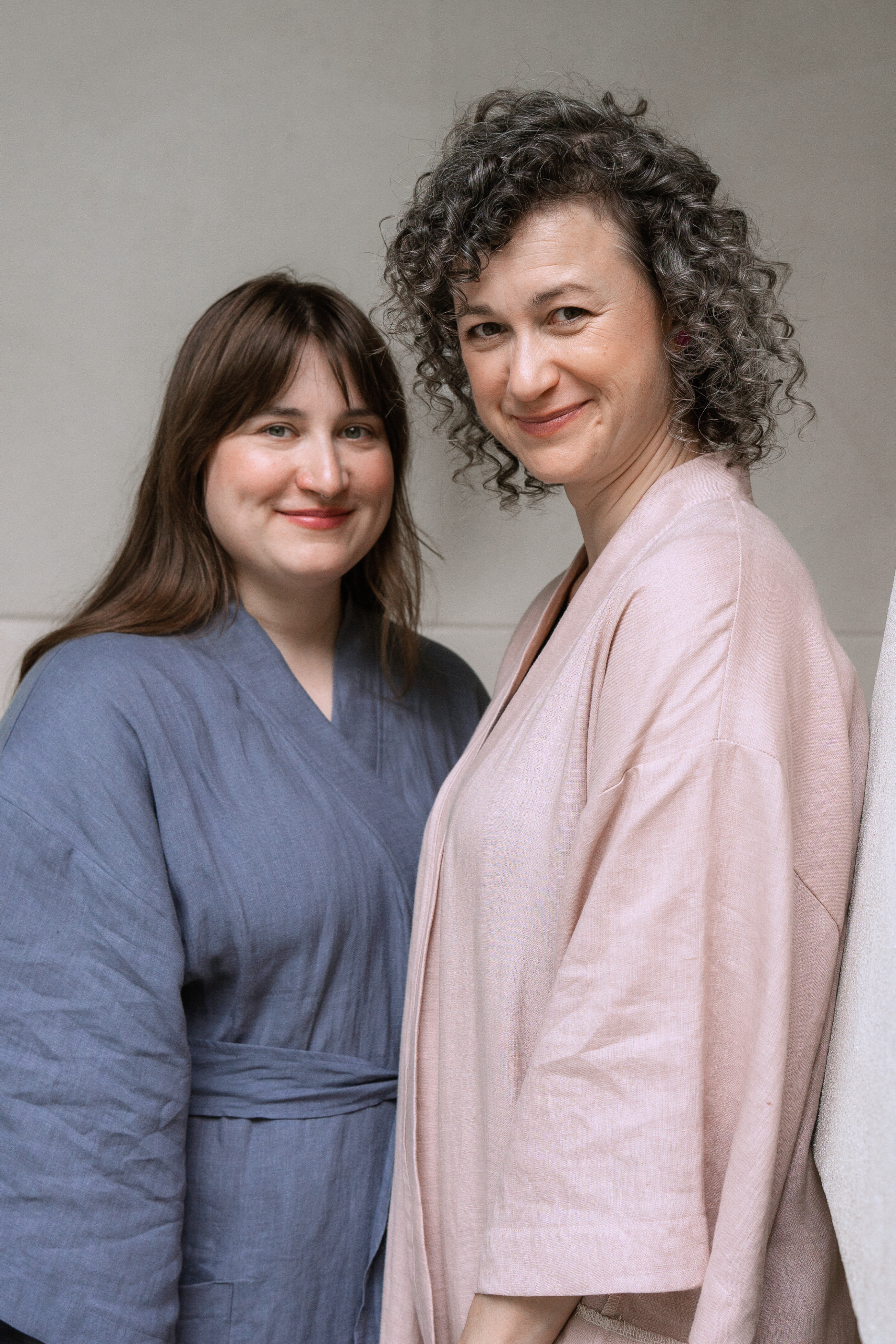 Kimono lniane Plantule długie (granatowe)