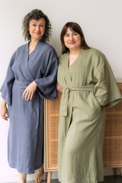 Kimono lniane Plantule długie (granatowe)