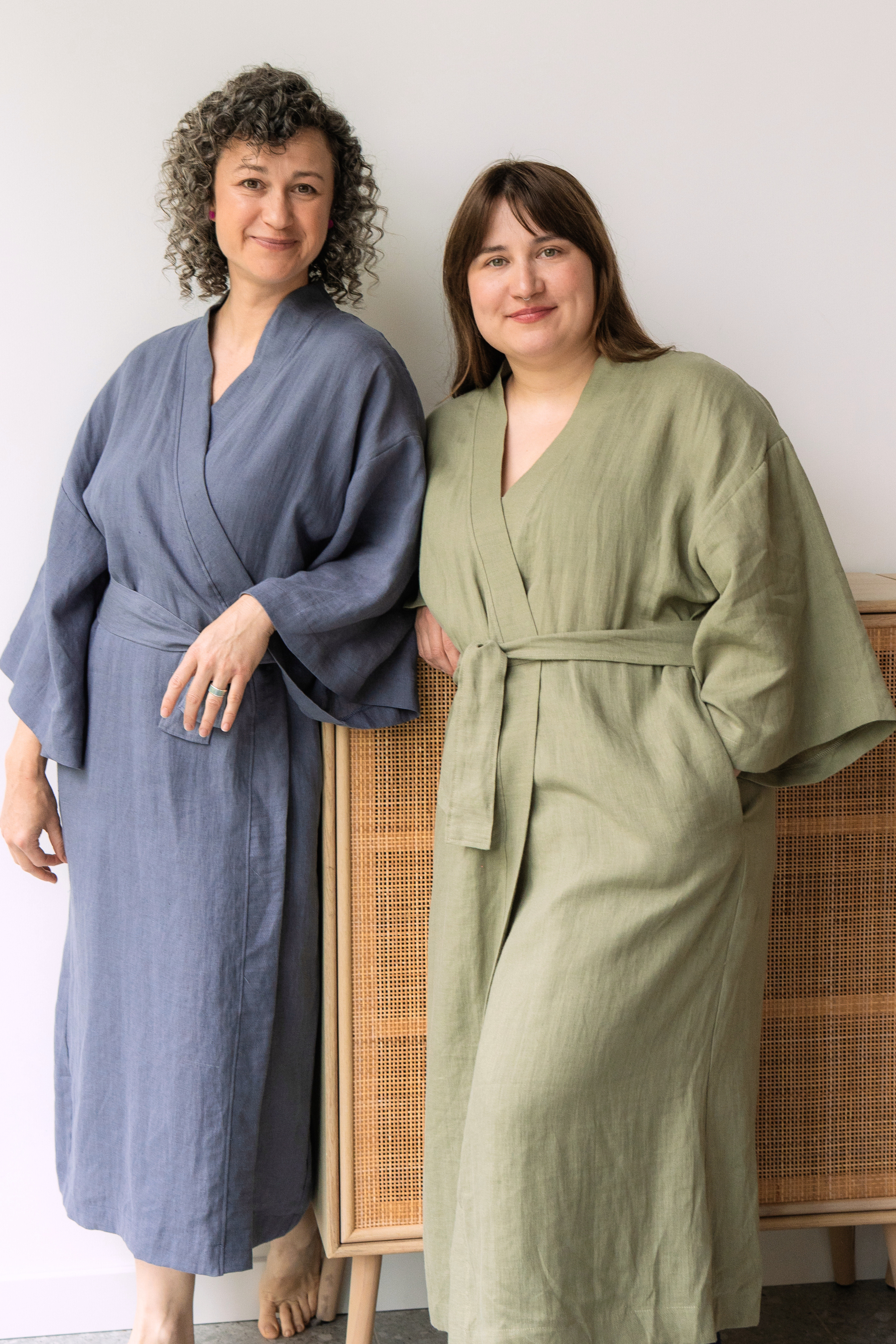 Kimono lniane Plantule długie (granatowe)