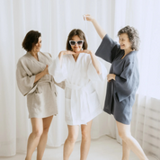 Kimono lniane Plantule krótkie (białe)