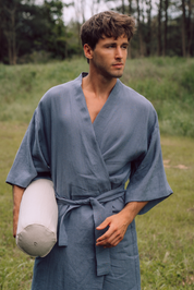 Kimono lniane Plantule długie (granatowe)