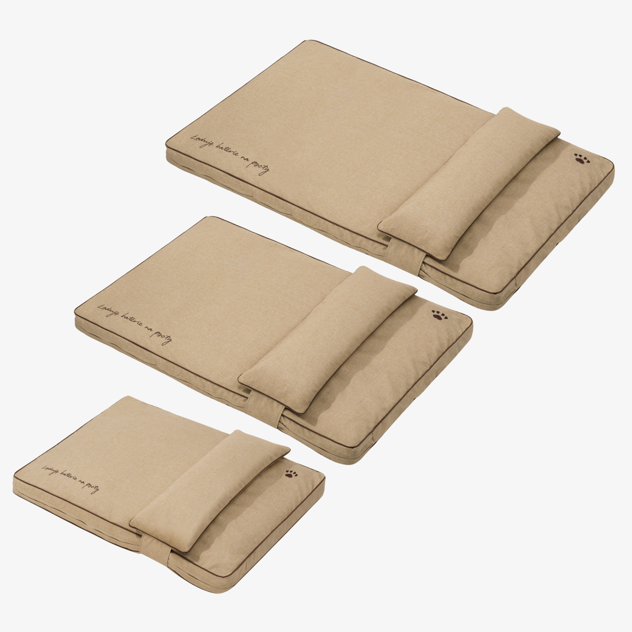 Legowisko z łuską gryki dla psa beżowe – różne rozmiary