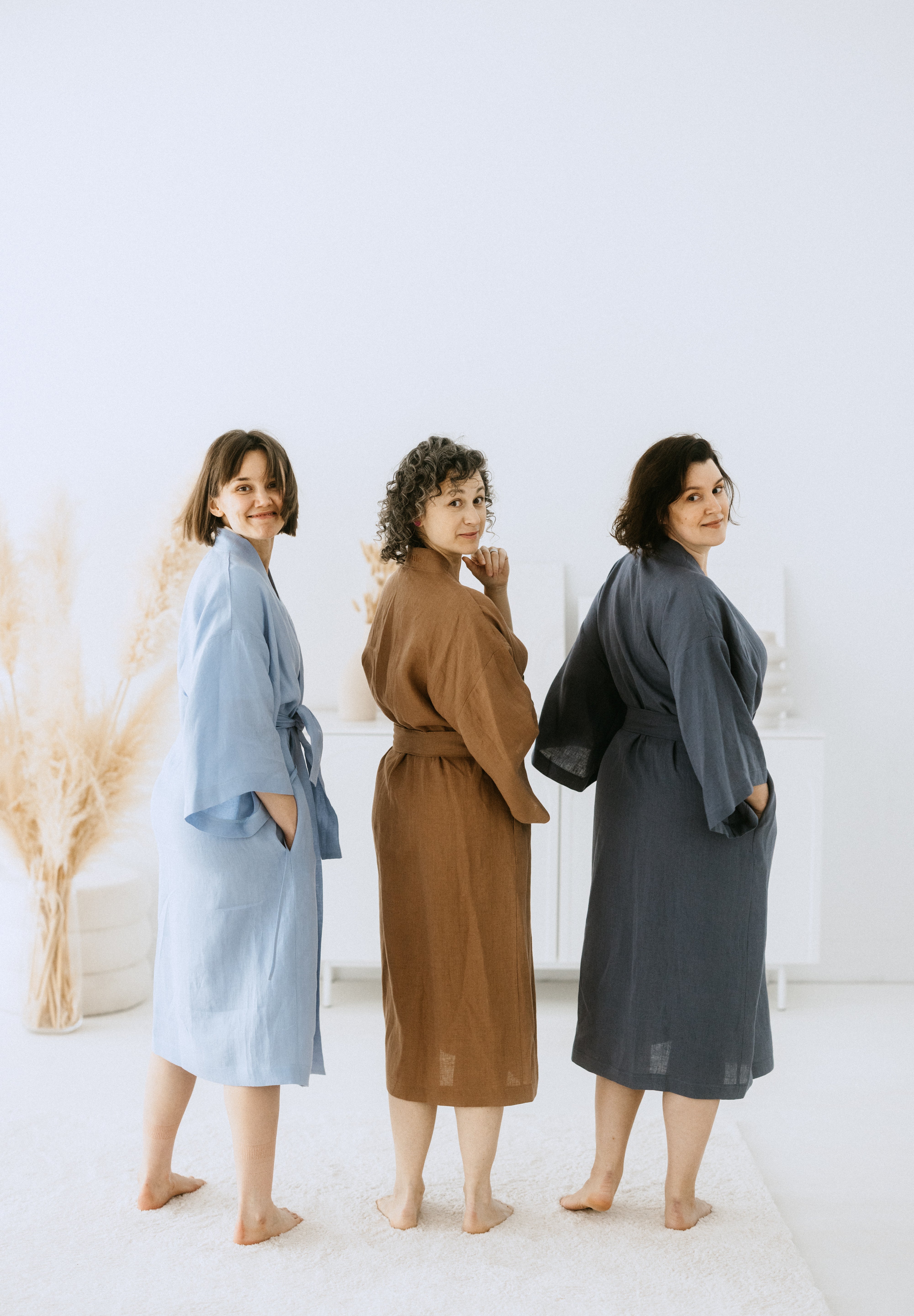 Kimono lniane Plantule długie (granatowe)