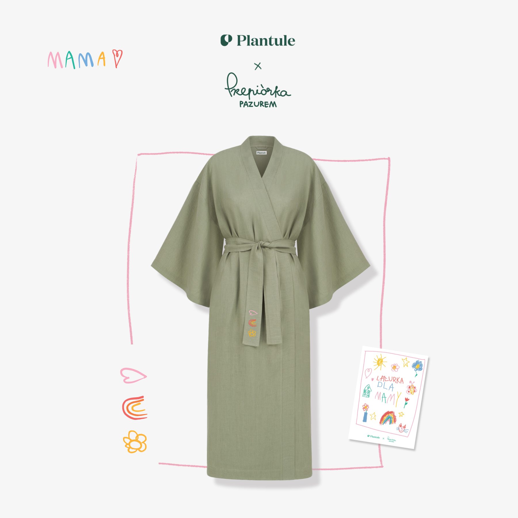 Kimono lniane zielone - edycja limitowana MAMA