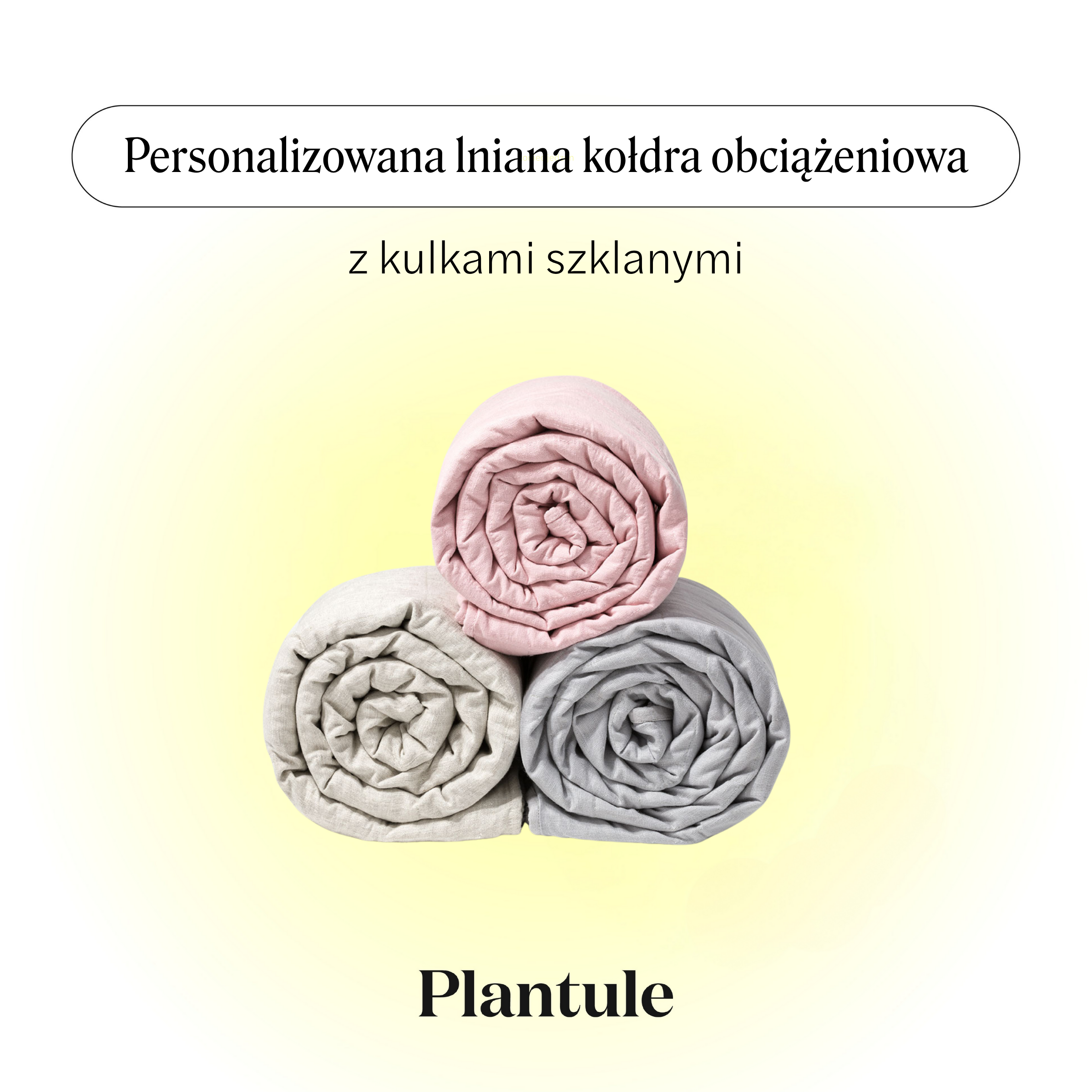 BLACK: Personalizowana lniana kołdra obciążeniowa z kulkami szklanymi