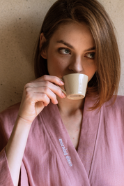 Kimono lniane Rosa × Plantule (różowe) – morning disco