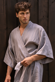 Kimono lniane Plantule długie (szare)