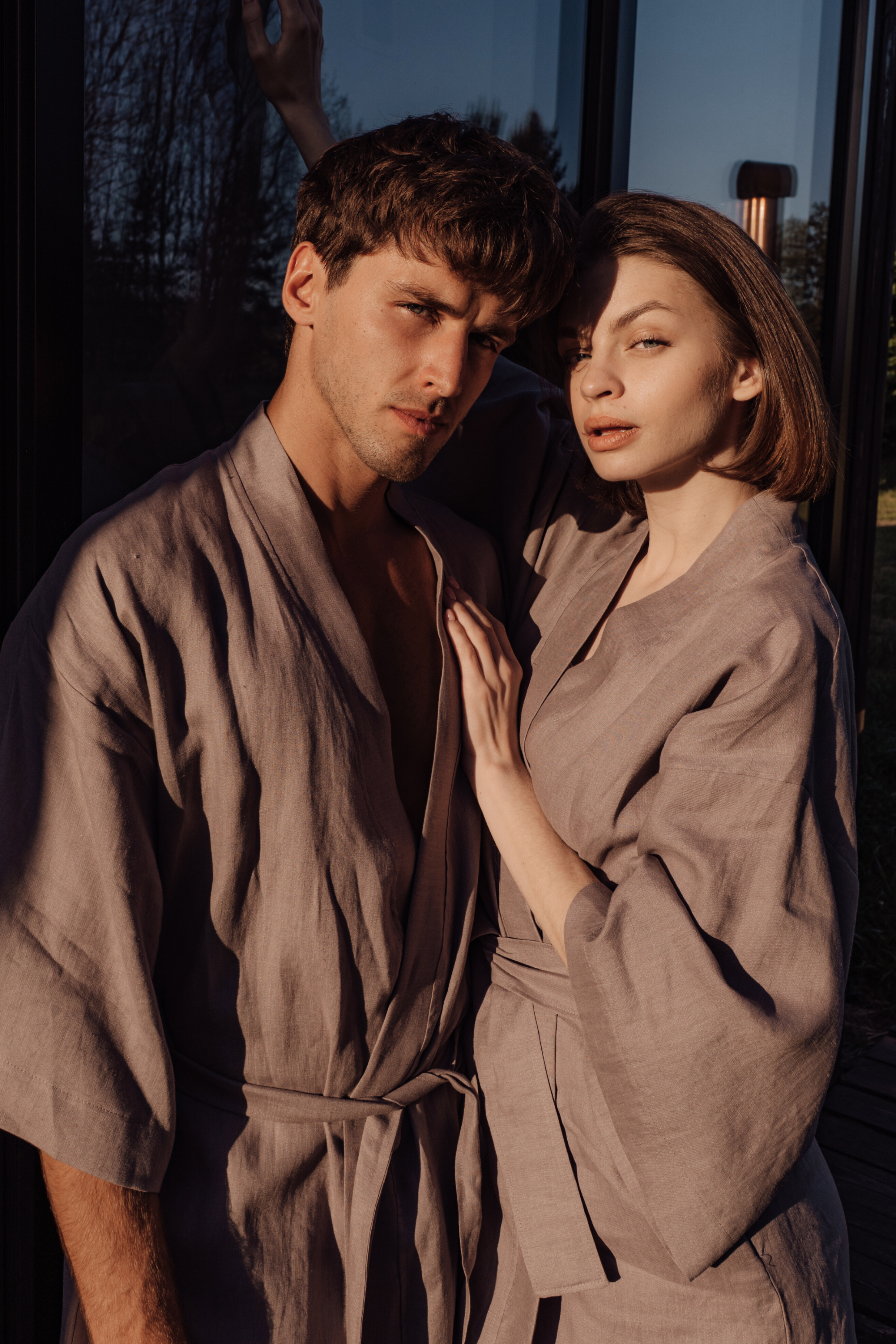 Kimono lniane Plantule długie (szare)
