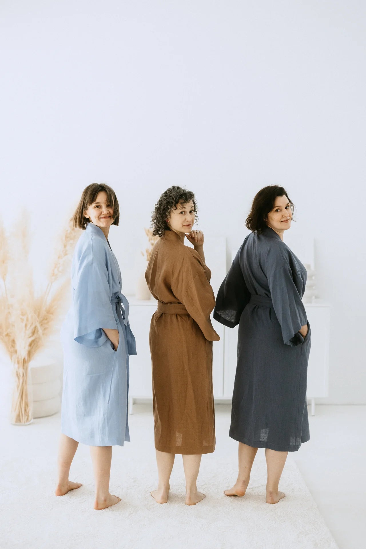 Kimono lniane Plantule długie (błękitne)