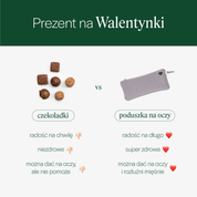 porównanie prezentu na walentynki. czekoladki vs poduszka na oczy